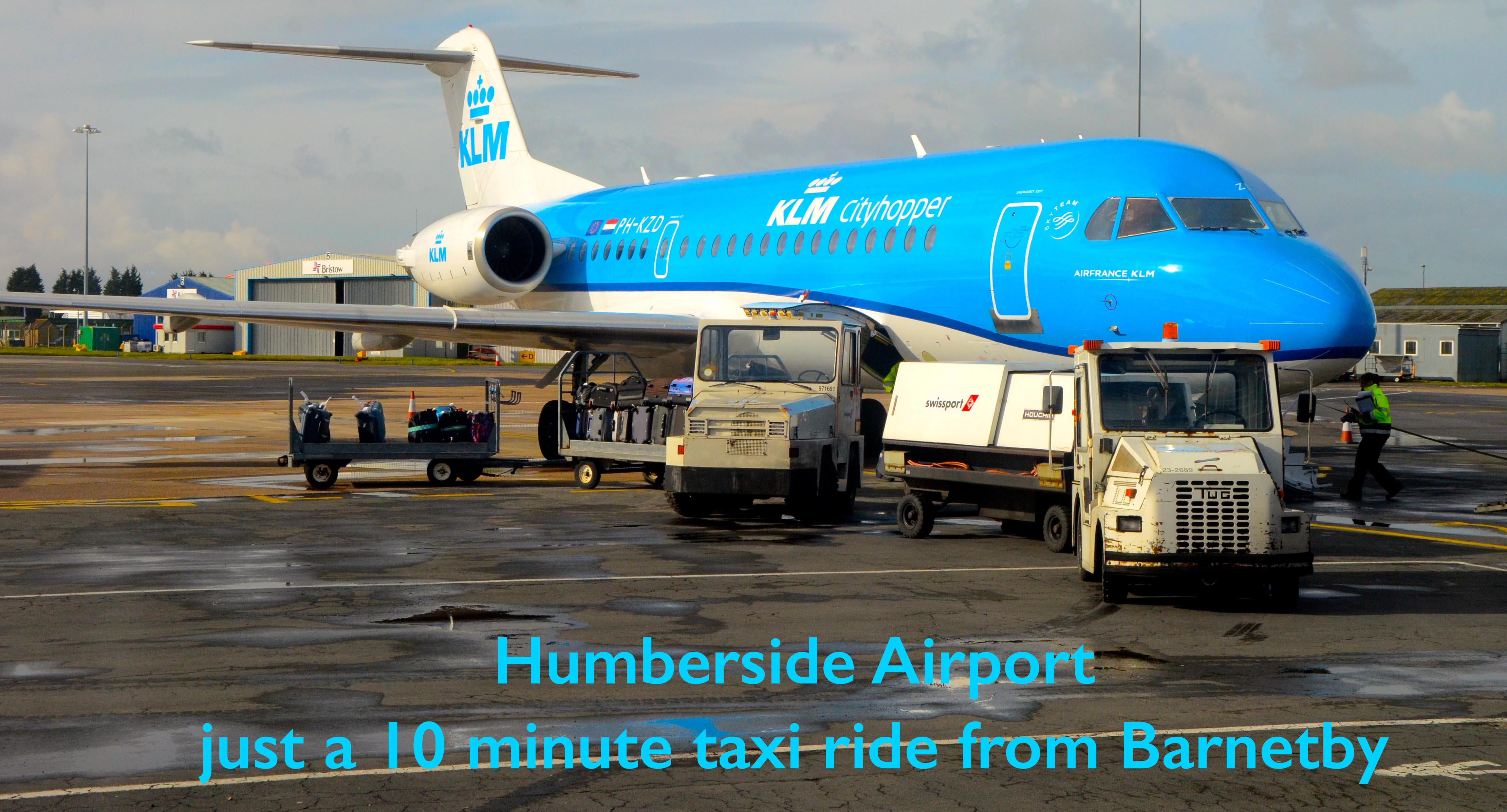 Humberside airport just 10 minites taxi ride from barnetby station