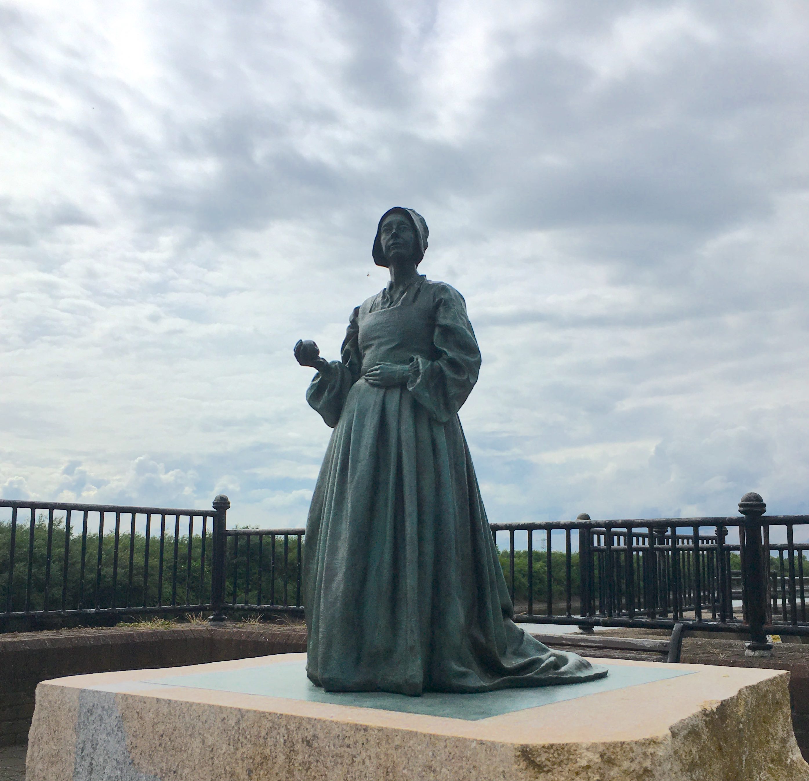 pilgrim woman statue at whittons gardens